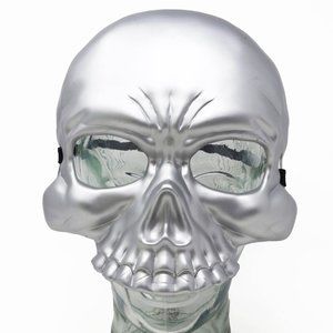 Mens Silver Skull Costume Face Mask